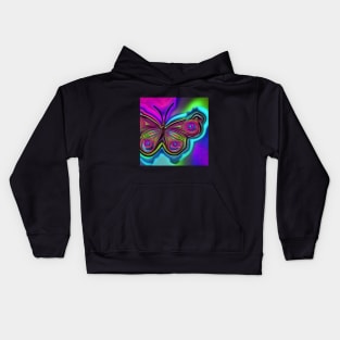 Psychedelic Neon Butterfly Kids Hoodie